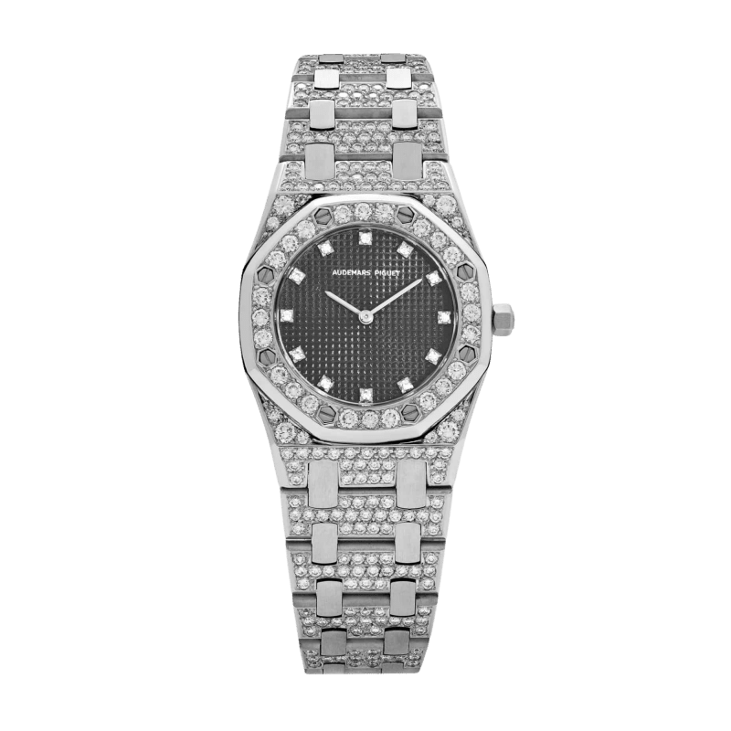 Photo of Royal Oak Ladies White Gold Diamond Black Dial 26mm