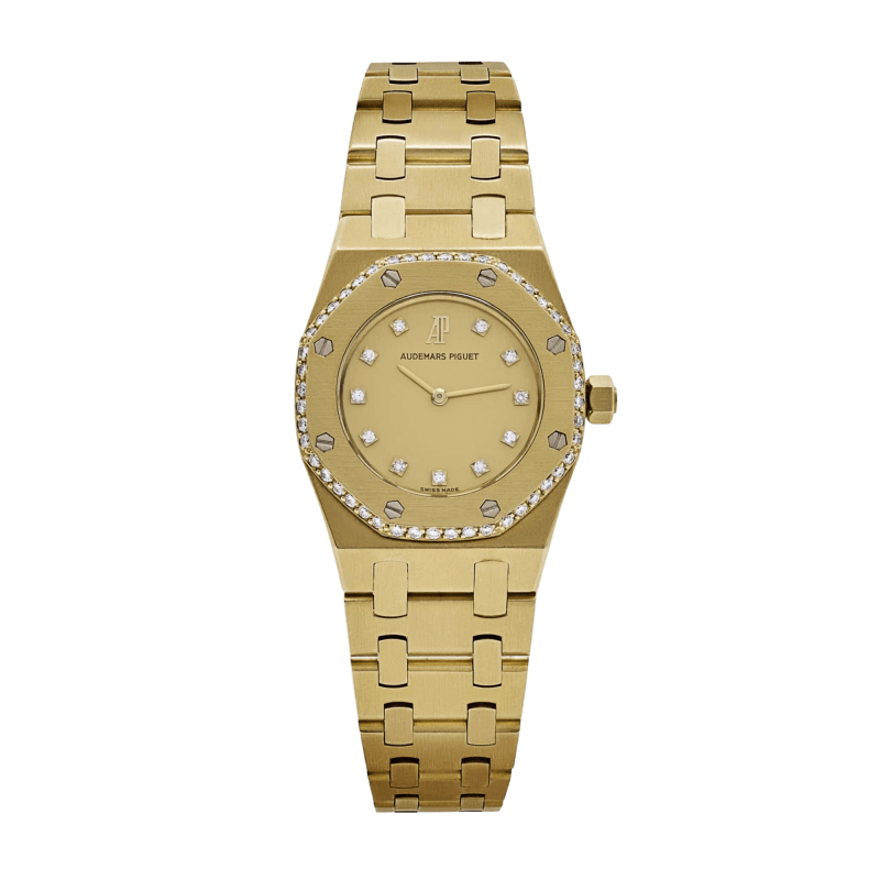 Photo of Vintage Royal Oak Ladies Yellow Gold Diamond Champagne Dial 26mm