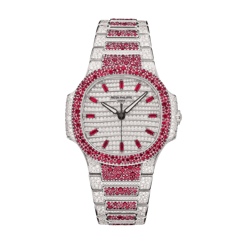 Photo of Nautilus Haute Joaillerie White Gold Ruby Diamond Pave Dial 35mm