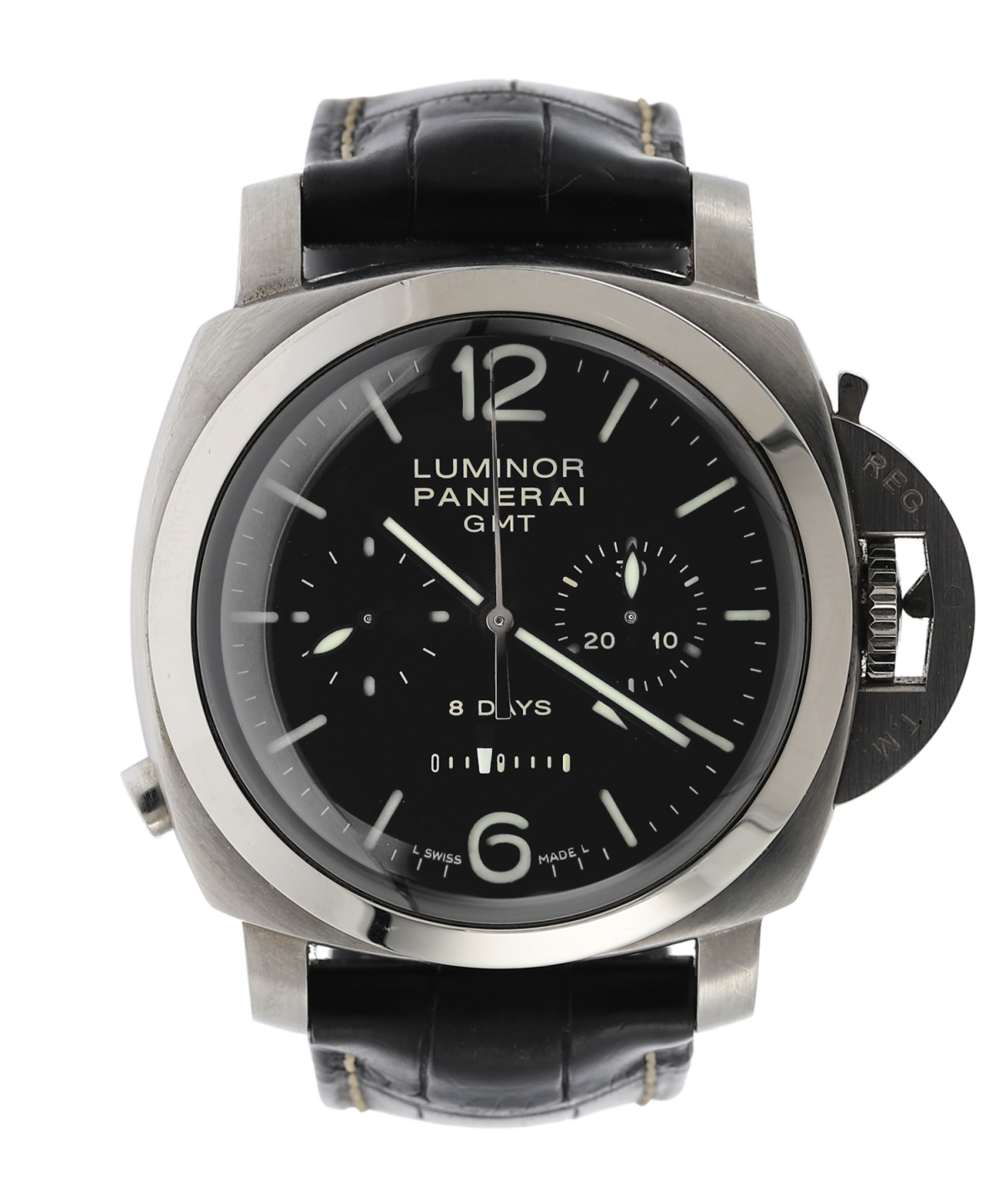 Luminor 1950 Chrono Monopulsante 8 days GMT Stainless Steel Black Dial