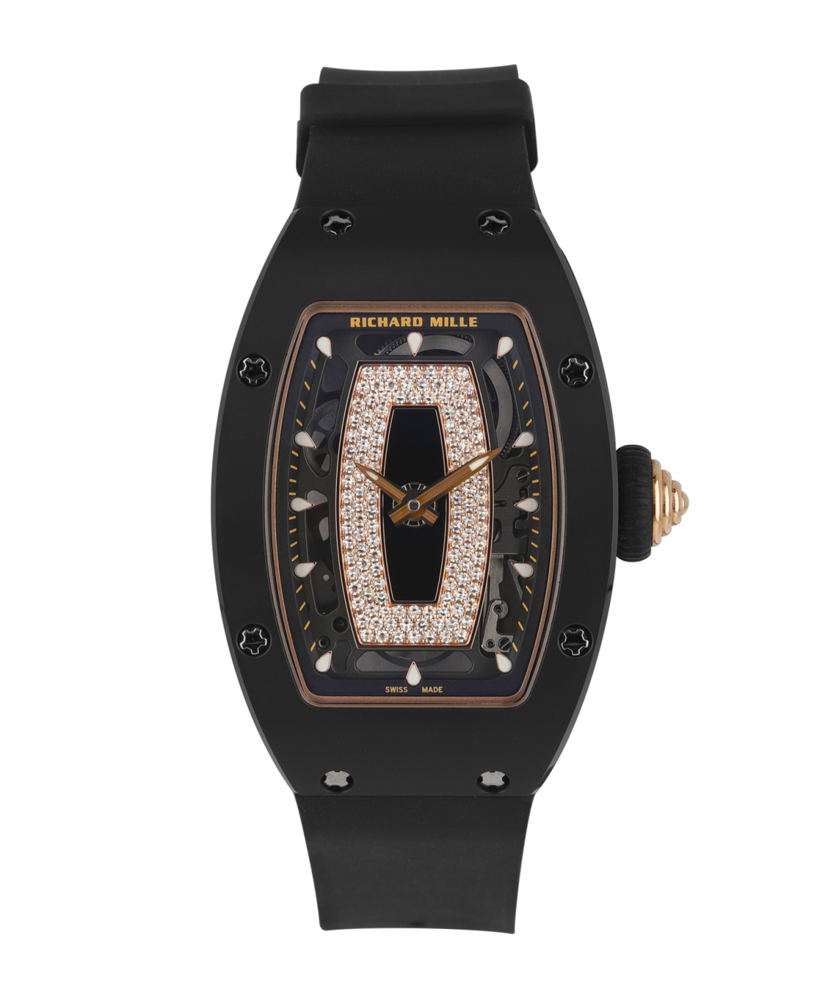 RM07-01 Black Ceramic & Rose Gold Onyx dial with diamonds
