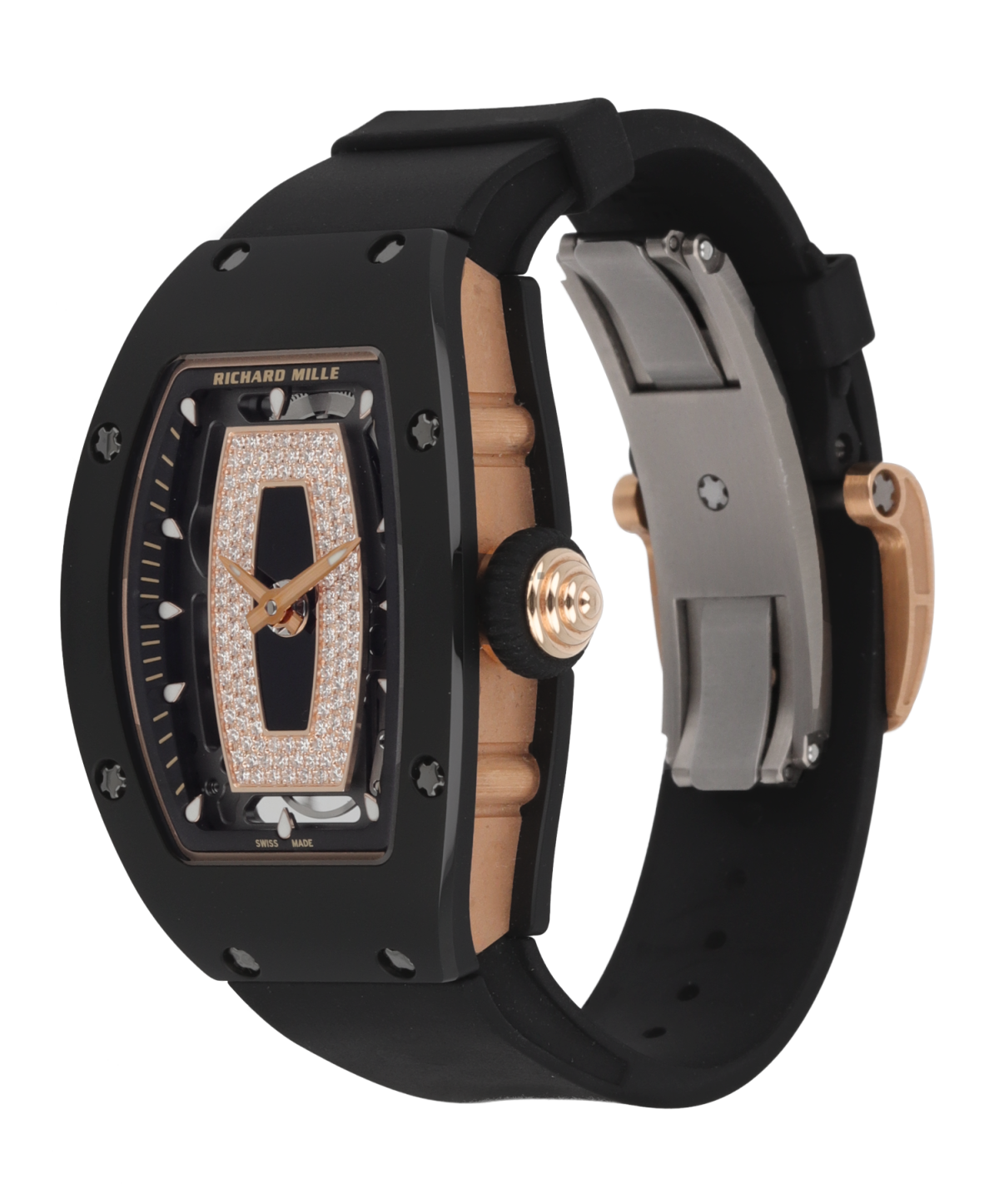 RM07-01 Black Ceramic & Rose Gold Onyx dial with diamonds