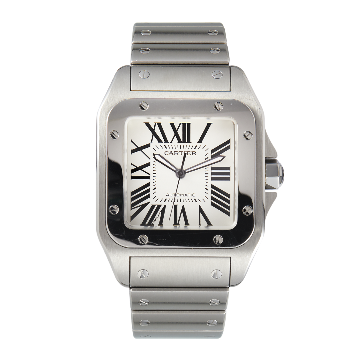 Santos 100 Steel White Dial 39mm