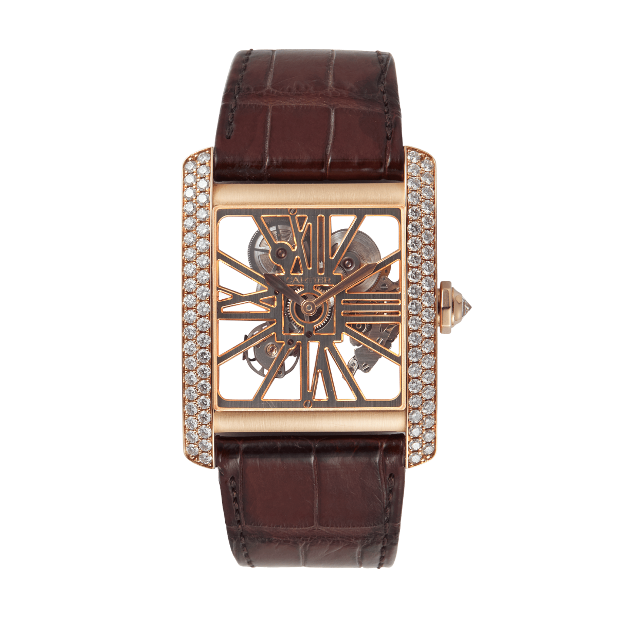 Tank MC Rose Gold Diamond Skeleton Dial