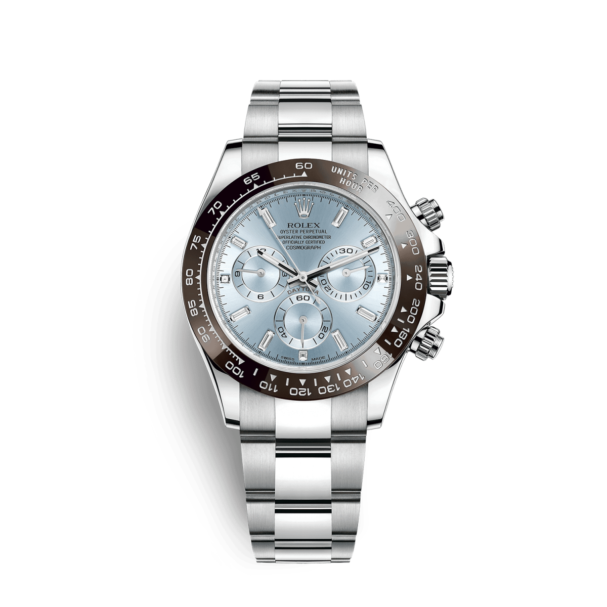 Daytona Platinum Baguette Diamonds Ice Blue Dial