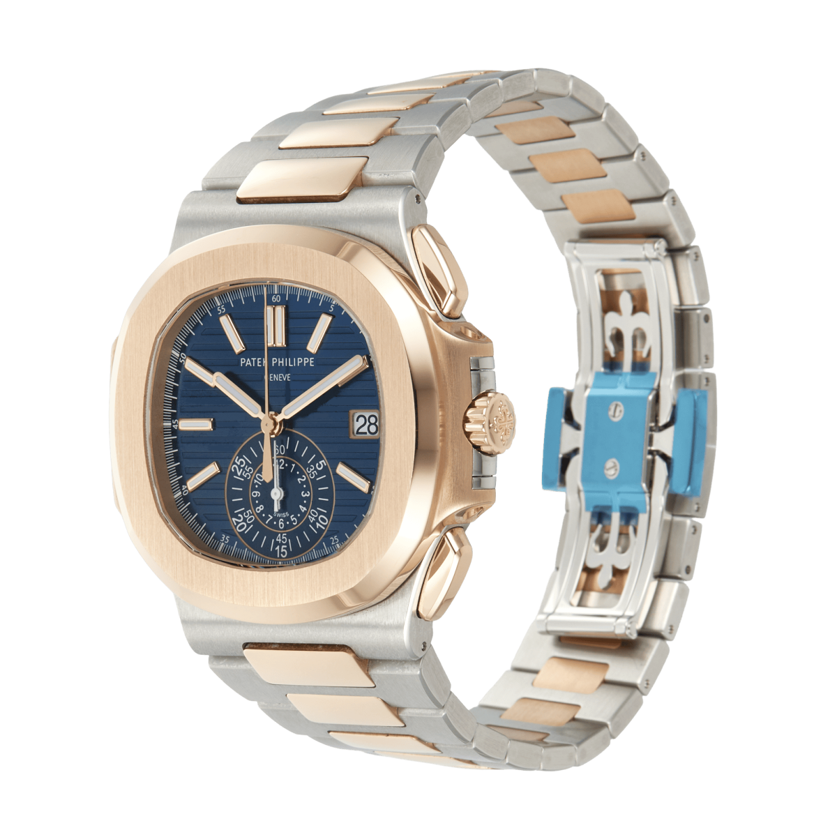 Nautilus Chronograph Rose Gold & Stainless Steel Blue Dial