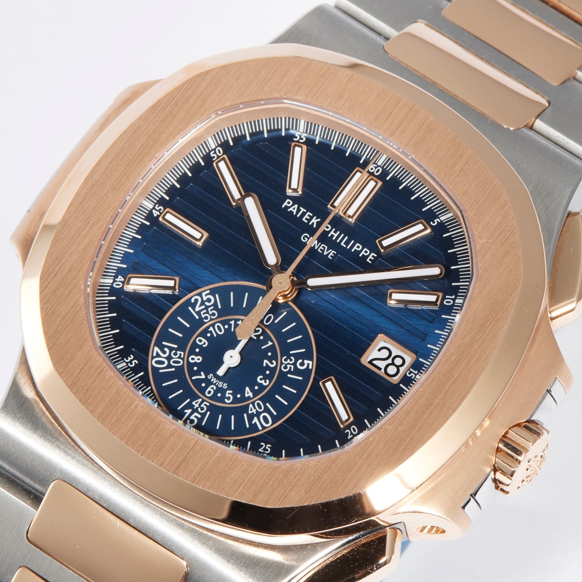 Nautilus Chronograph Rose Gold & Stainless Steel Blue Dial