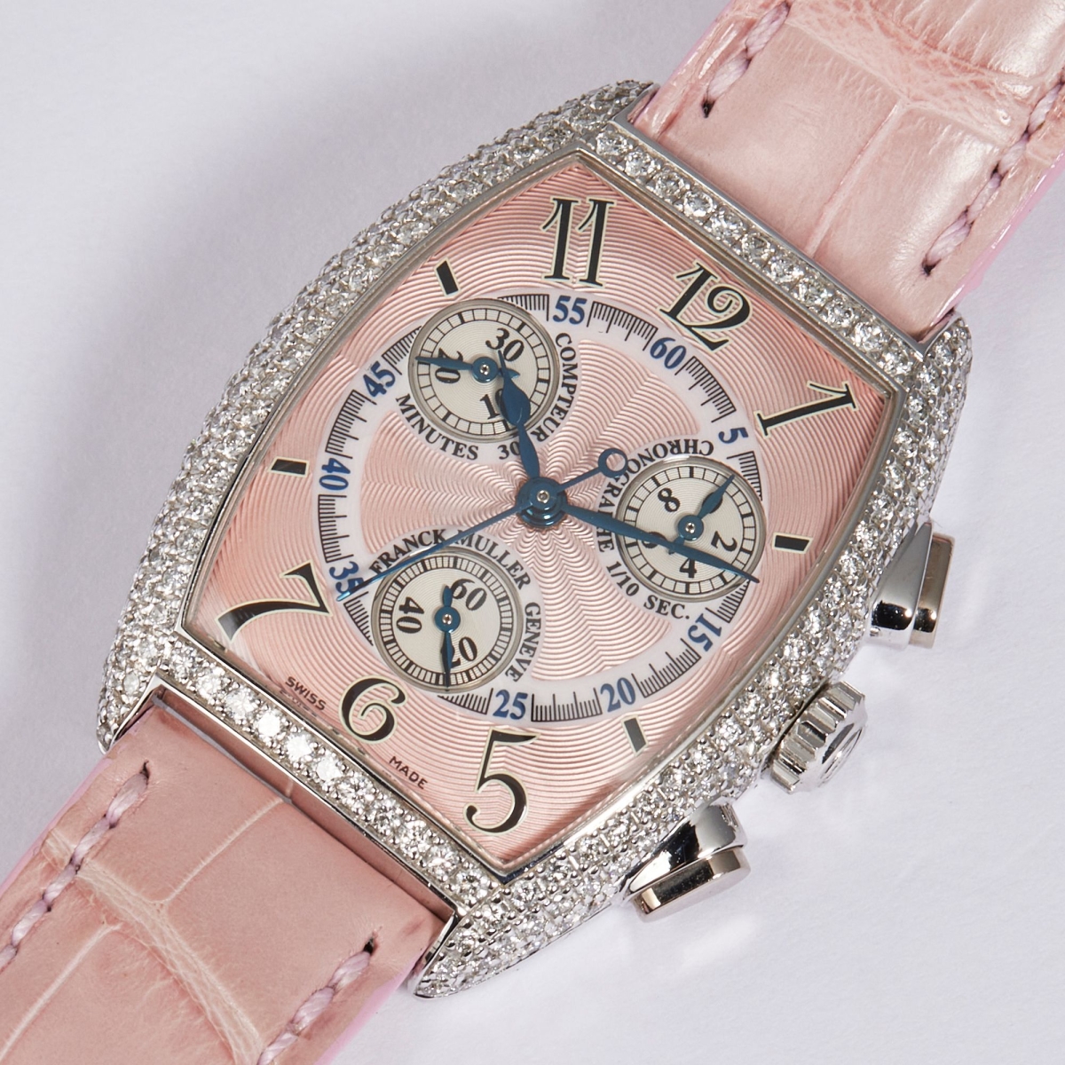 Franck Muller Cintree Curvex Chronograph Stainless Steel Diamond Pink Dial