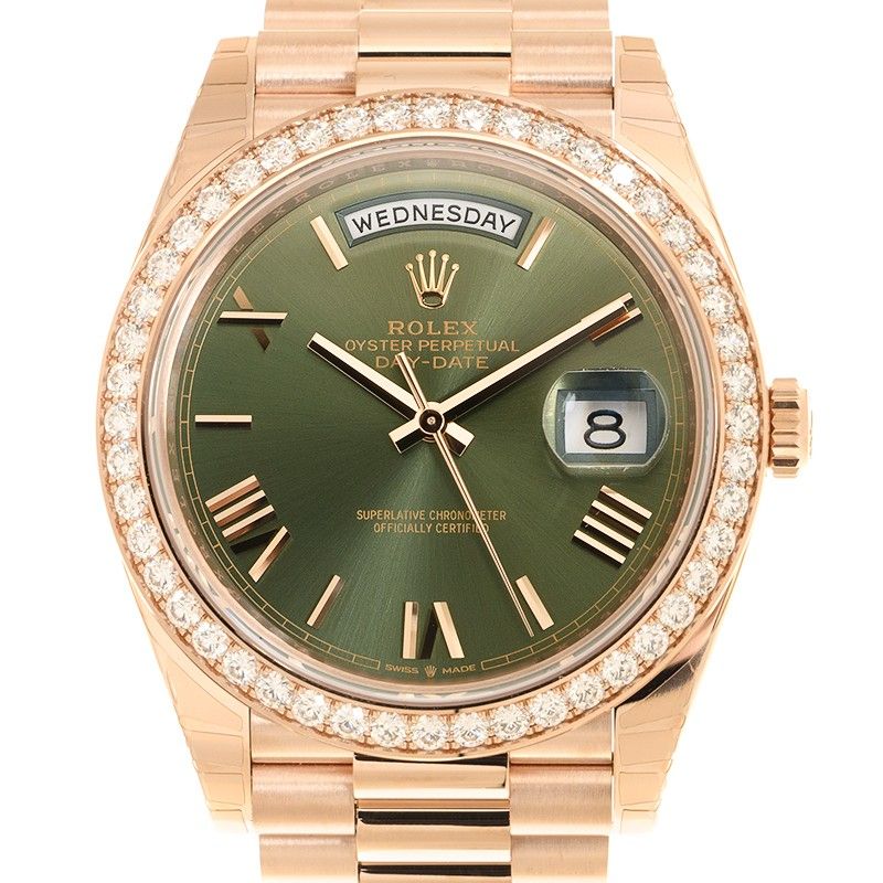 Day-date 40 Rose Gold Diamond Green Dial