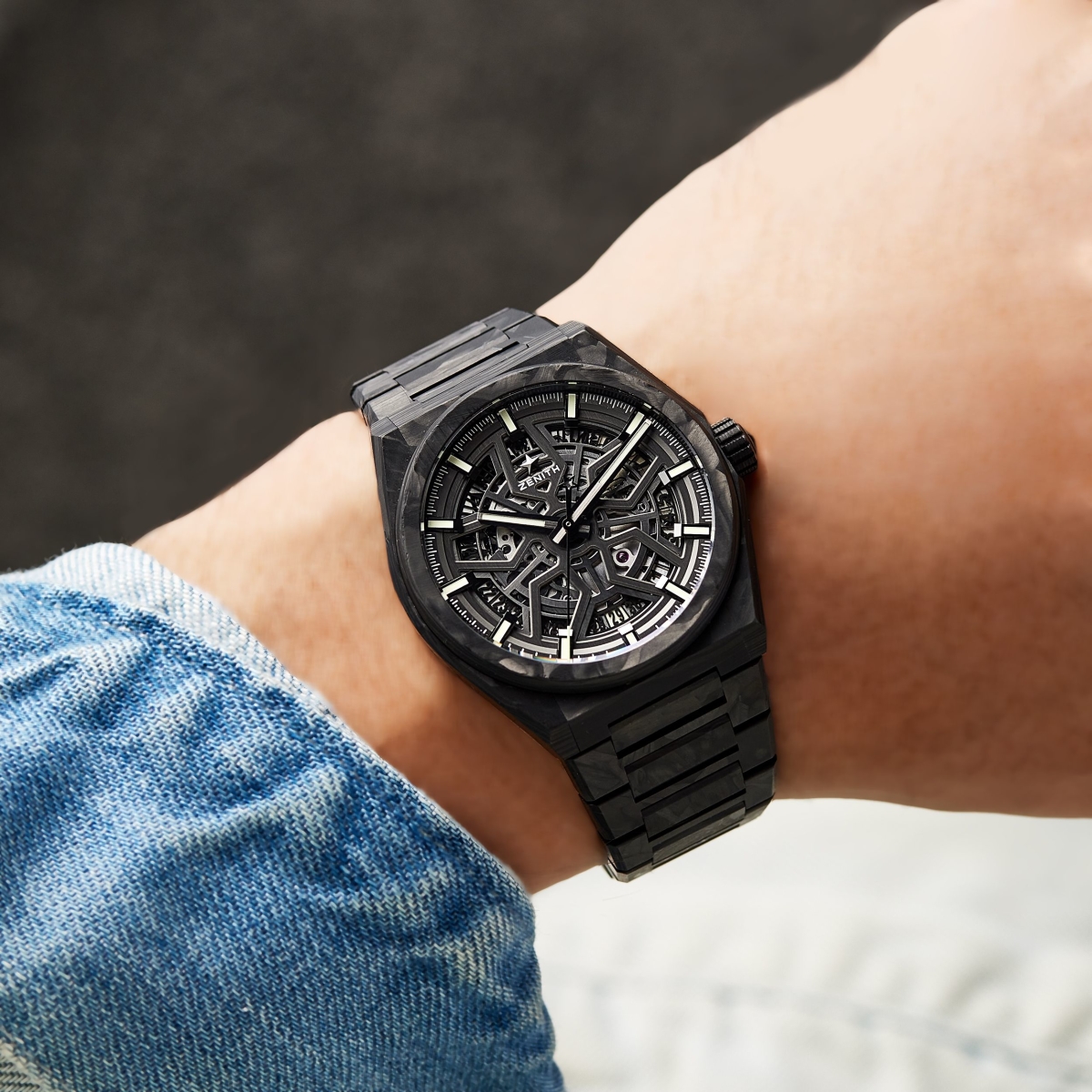 Defy Classic Carbon Skeleton Dial