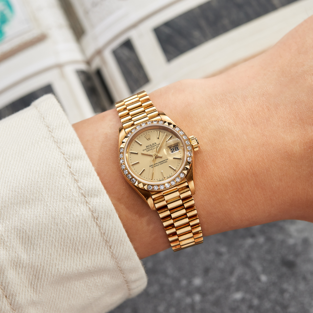 Datejust 26 Yellow Gold Diamond Champagne Dial