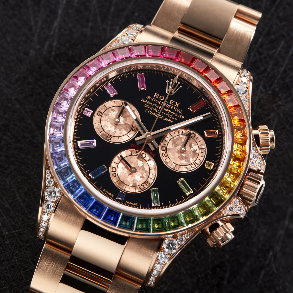 Daytona Rose Gold Rainbow Black Dial