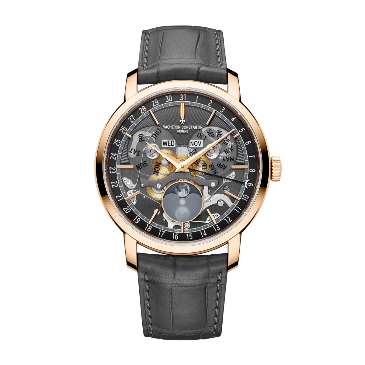 Traditionnelle 41 Complete Calendar Openface Rose Gold