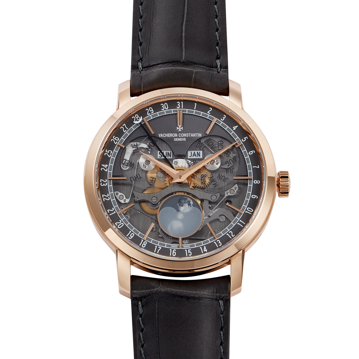 Traditionnelle 41 Complete Calendar Openface Rose Gold