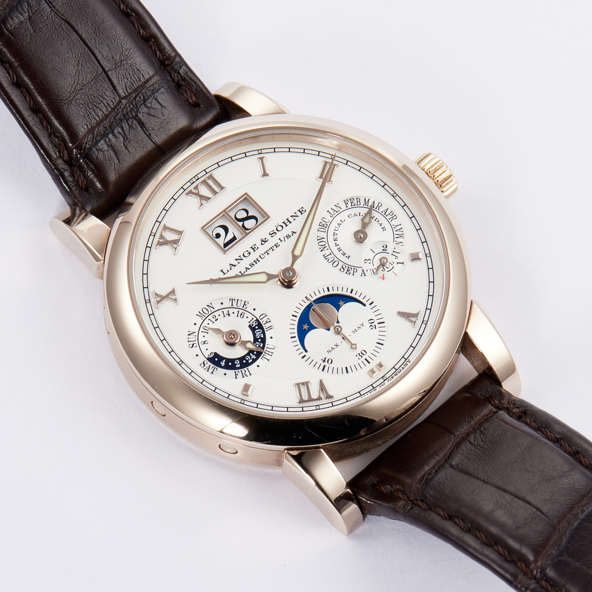 Langematik Perpetual Honey Gold Silver Dial