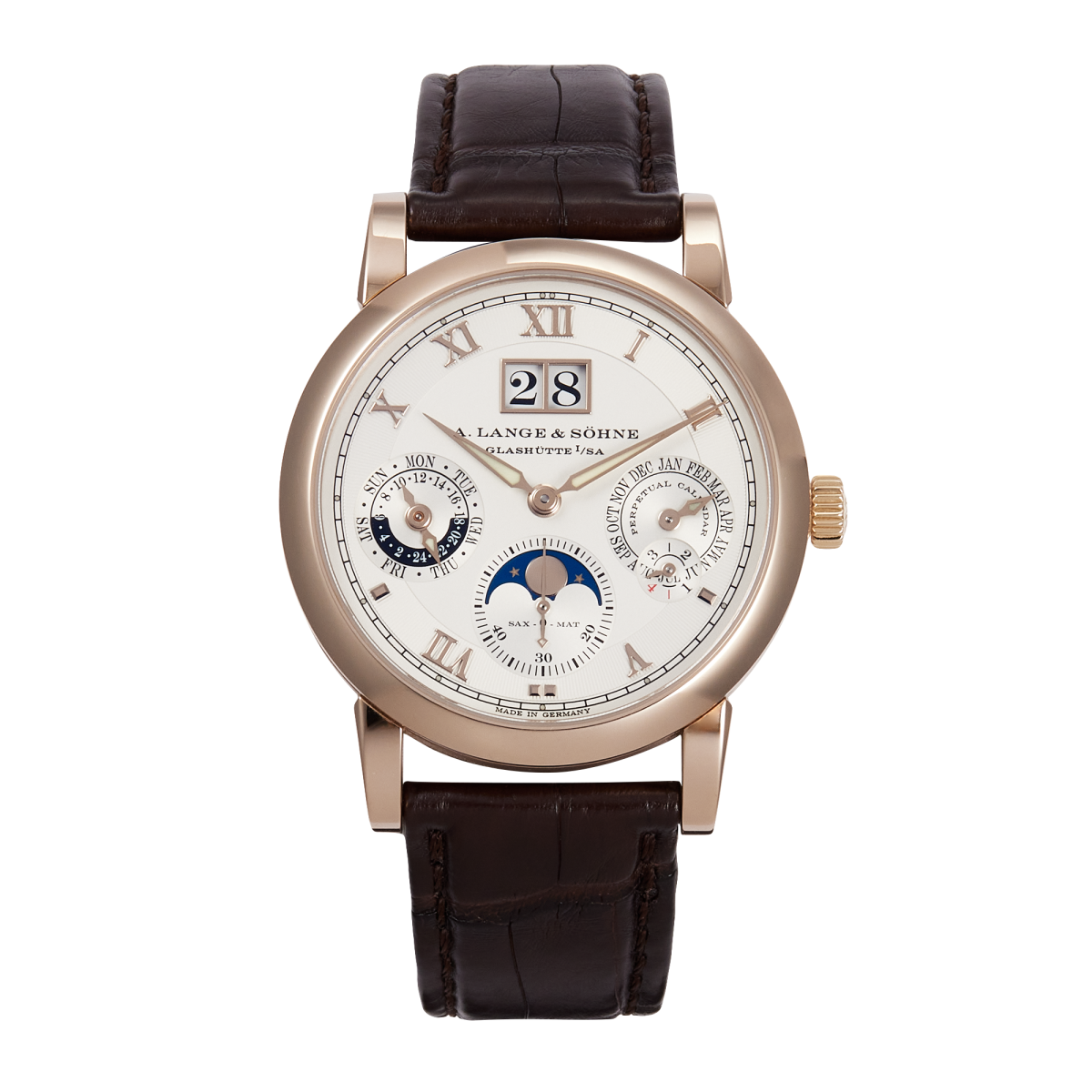 Langematik Perpetual Honey Gold Silver Dial