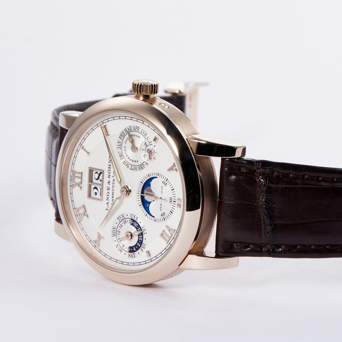 Langematik Perpetual Honey Gold Silver Dial