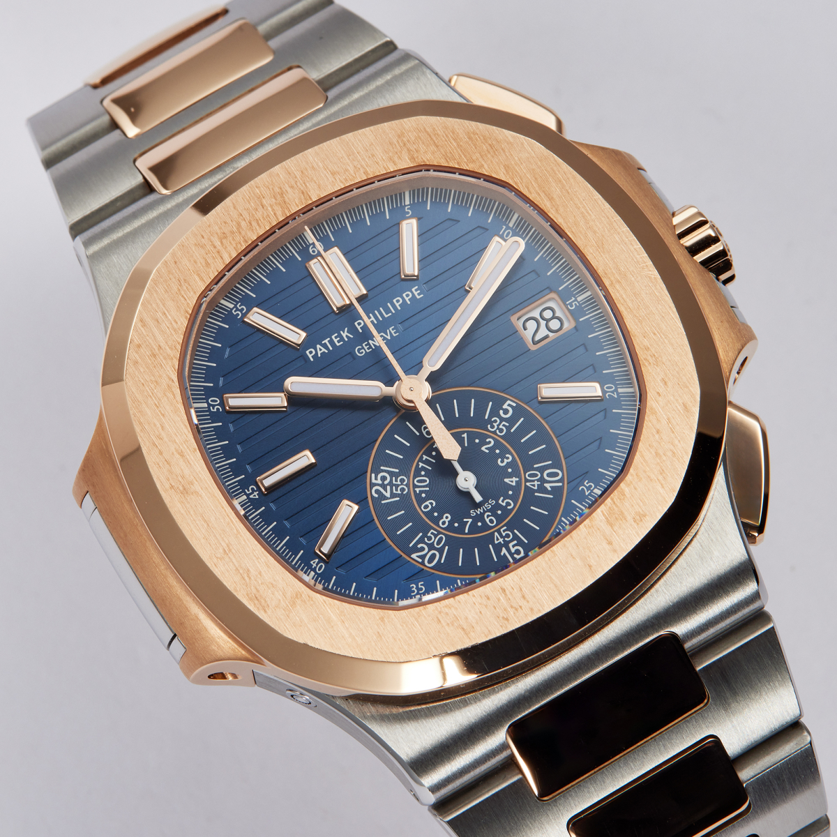 Nautilus Chronograph Rose Gold & Stainless Steel Blue Dial