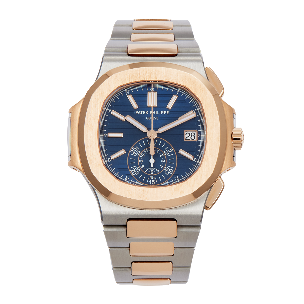 Nautilus Chronograph Rose Gold & Stainless Steel Blue Dial