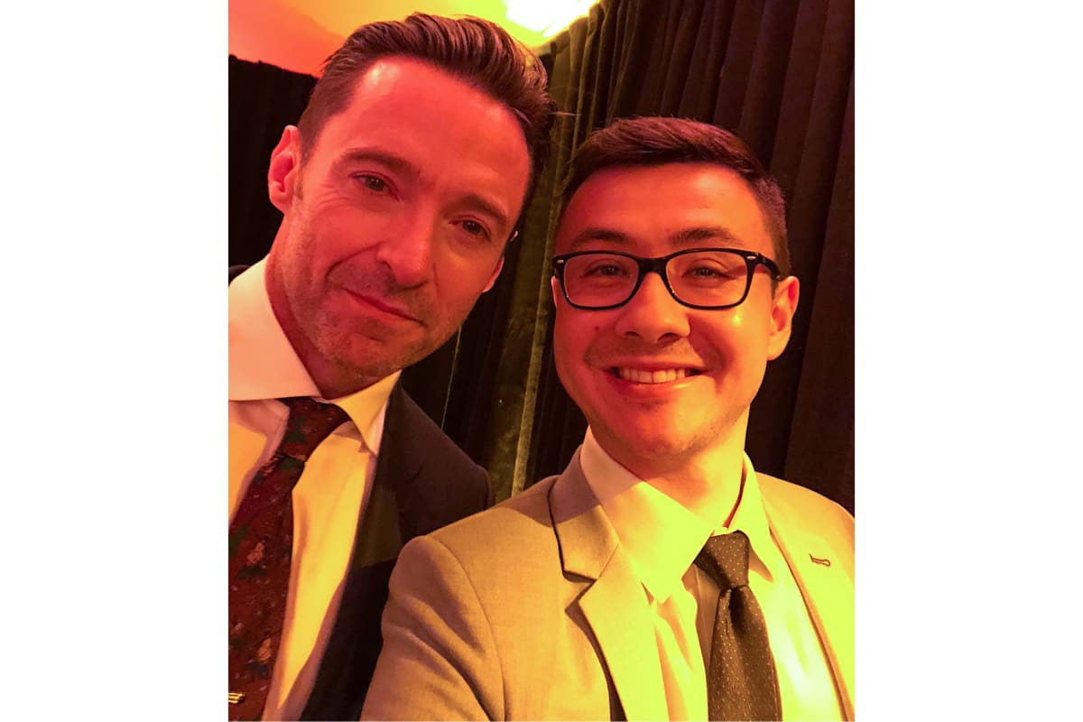 Kevin Cureau with Hugh Jackman during SIHH (Salon International de la Haute Horlogerie Genève) 2018