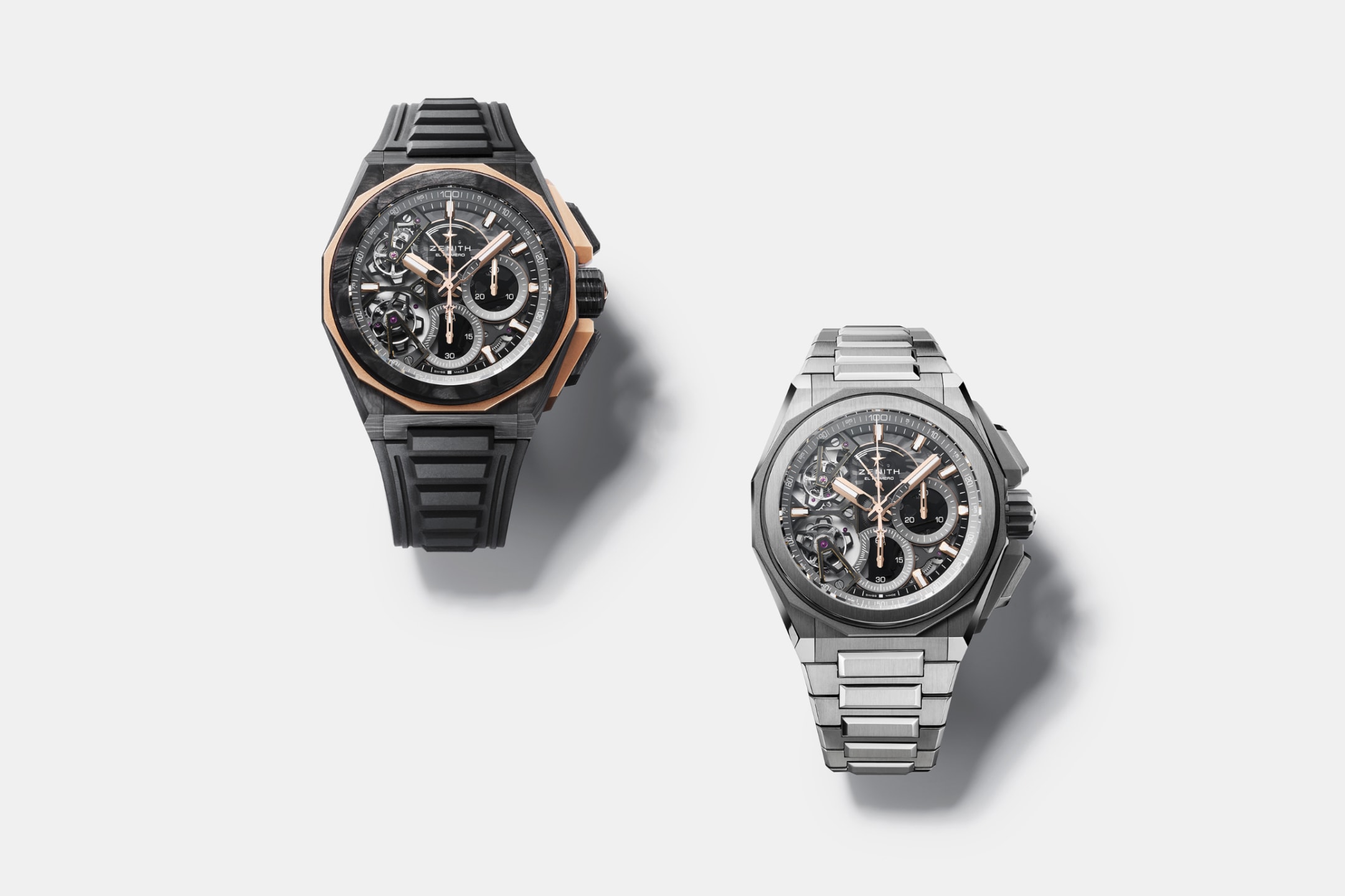 Defy Extreme Double Tourbillon Ref. 12.9100.9020/78.I200 (left) and Ref. 95.9100.9020/78.I001 (right)