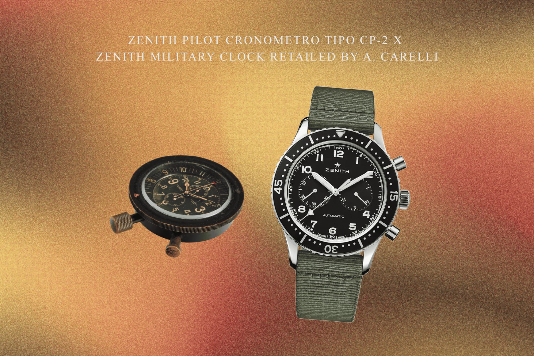 Zenith Pilot Cronometro TIPO CP-2 x Zenith military clock retailed by A. Carelli