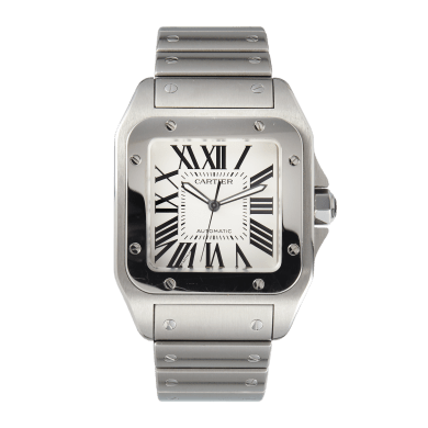 Santos 100 Steel White Dial 39mm