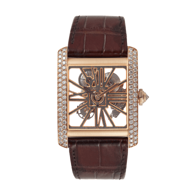 Tank MC Rose Gold Diamond Skeleton Dial