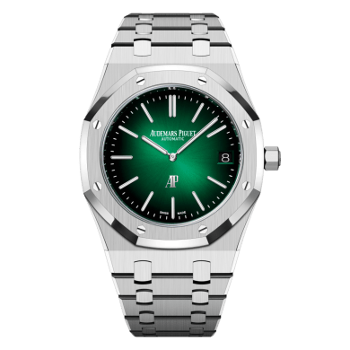 Royal Oak "Jumbo" Extra-Thin 50th Anniversary Platinum Smoked Green Dial