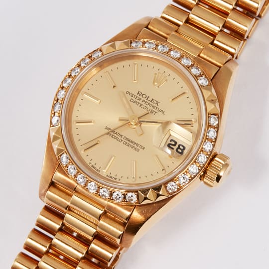 Datejust 26 Yellow Gold Diamond Champagne Dial condition photo