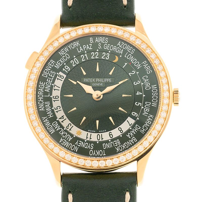 World Time Rose Gold Diamond Green Dial Product Image