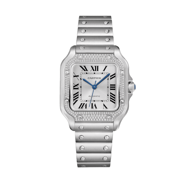 Santos de Cartier 35 Stainless Steel Diamond Silver Dial Product Image