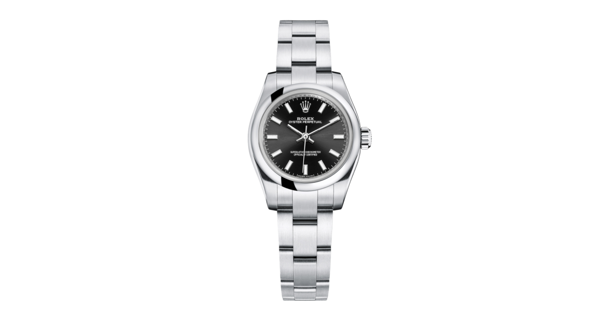 Rolex Oyster Perpetual 26 Watch SS Black Polished Rolex Oyster Perpetual 26mm Black Dial Watch Ref# 69190  main image 4