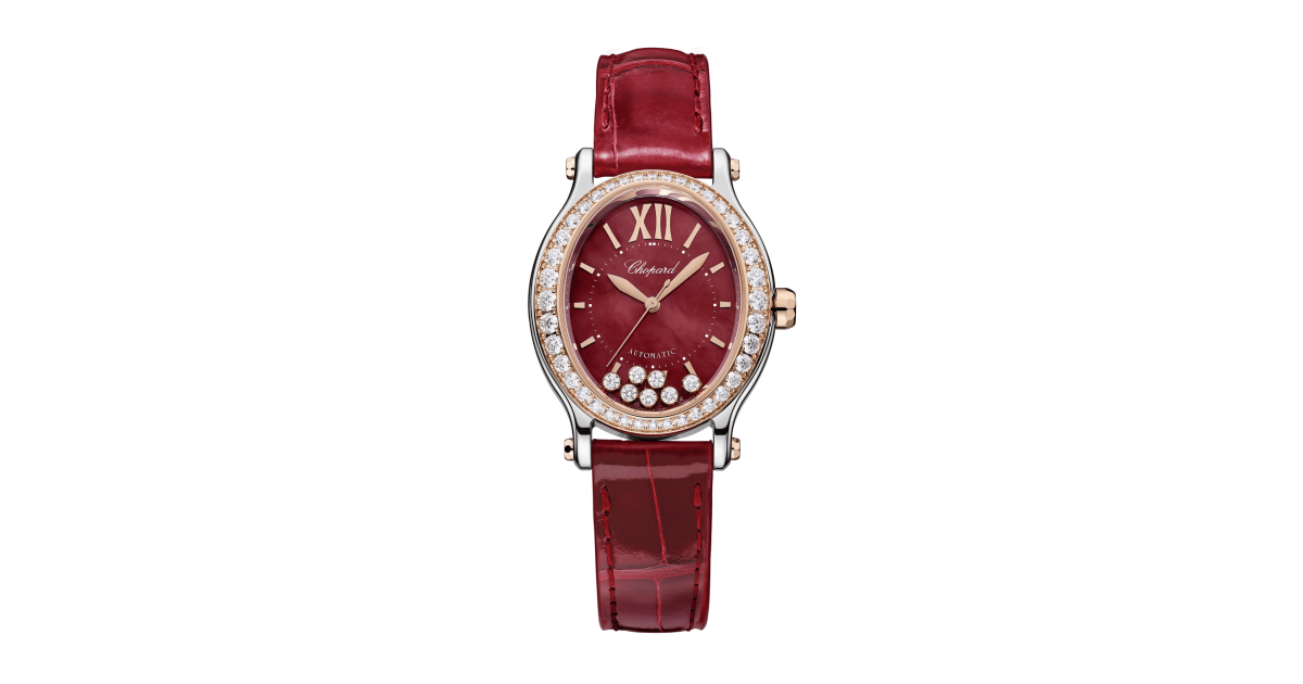 Chopard Happy Sport Rose Gold & Steel Diamond Red Dial 29mm 278602