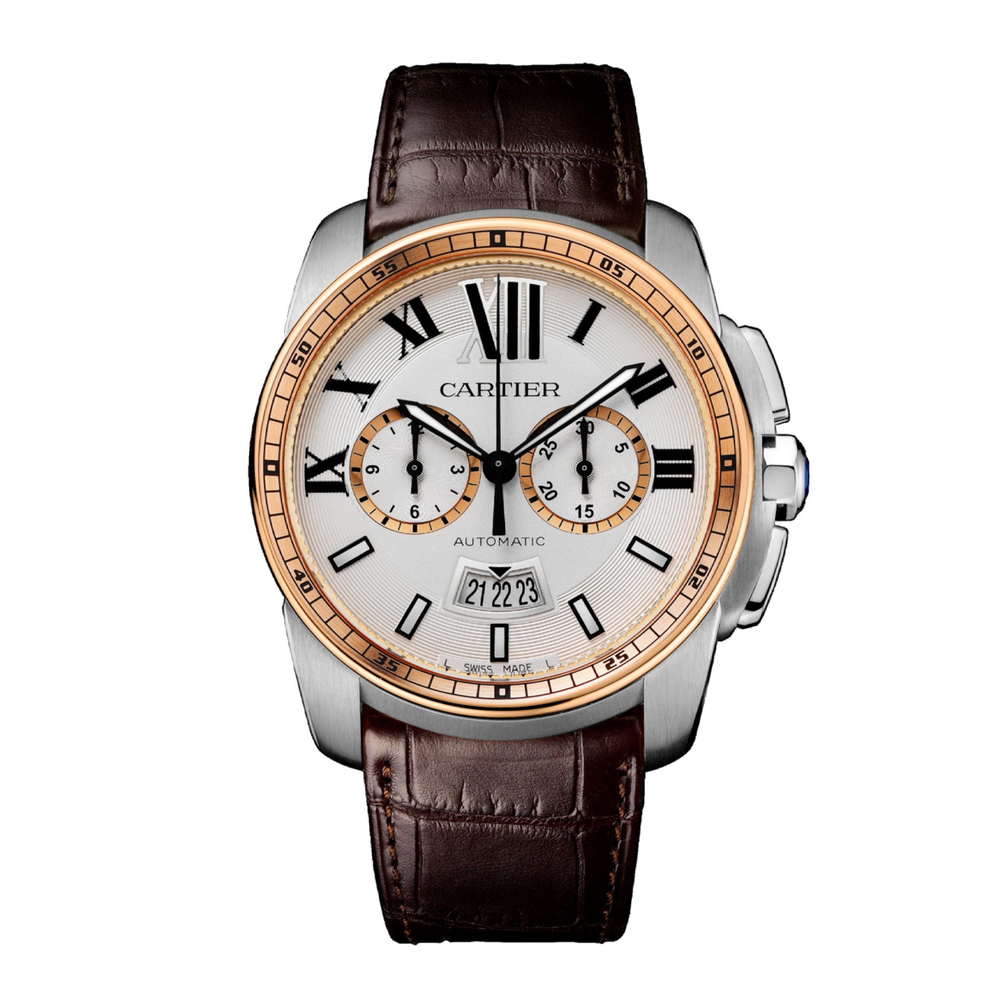 Cartier Calibre de Cartier Rose Gold & Steel Silver Dial 42mm