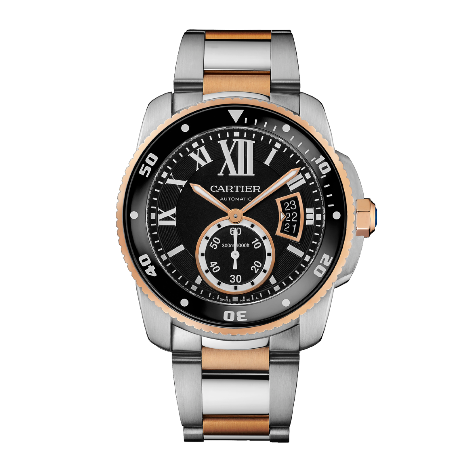 Calibre de Cartier Rose Gold & Steel Black Dial 42mm Product Image