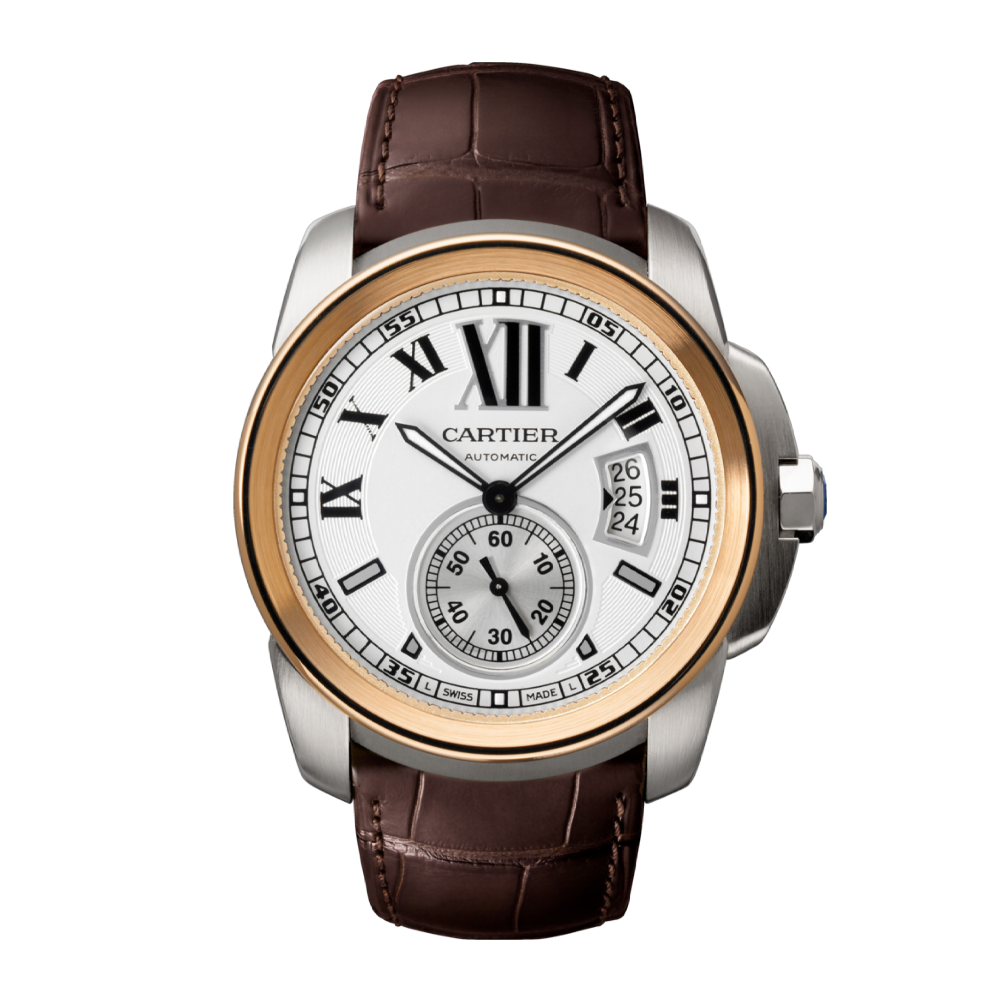 Calibre de Cartier Rose Gold & Steel Silver Dial 42mm Product Image