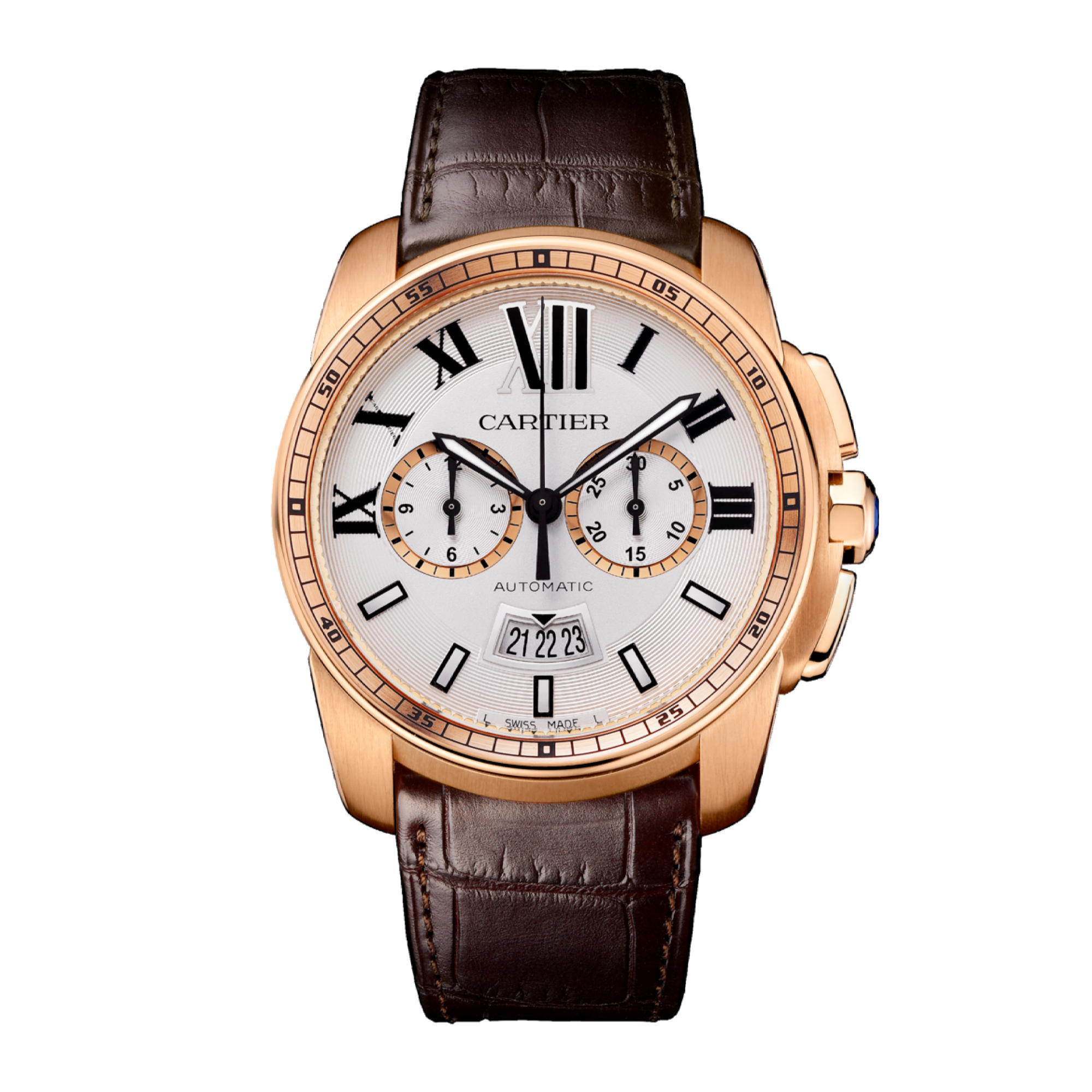 Calibre de Cartier Chronograph Rose Gold Silver Dial 42mm Product Image