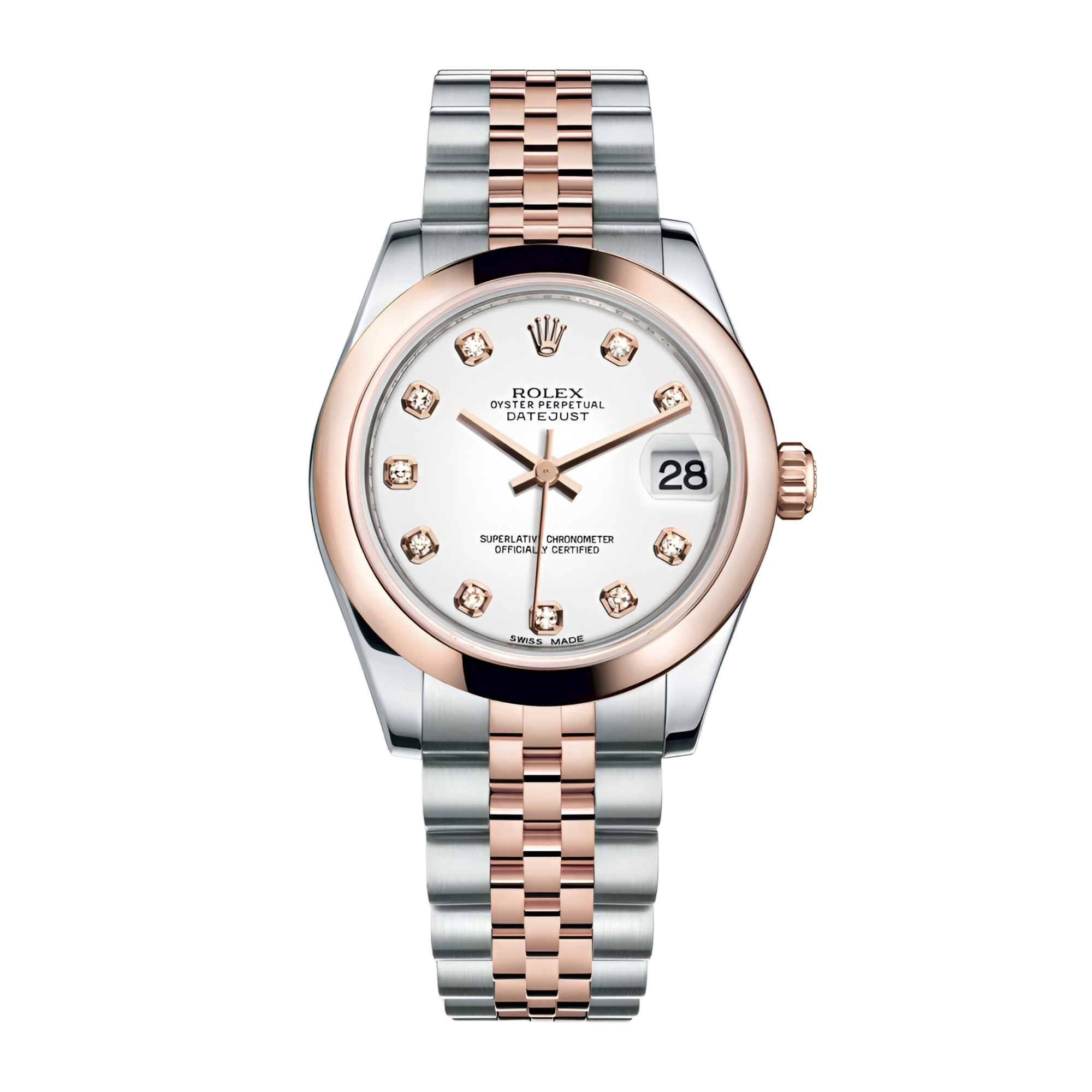 • . ローズ ꪆৎ ˚ Rolex Datejust Rose Dial Diamond Bezel 31mm 278381RBR