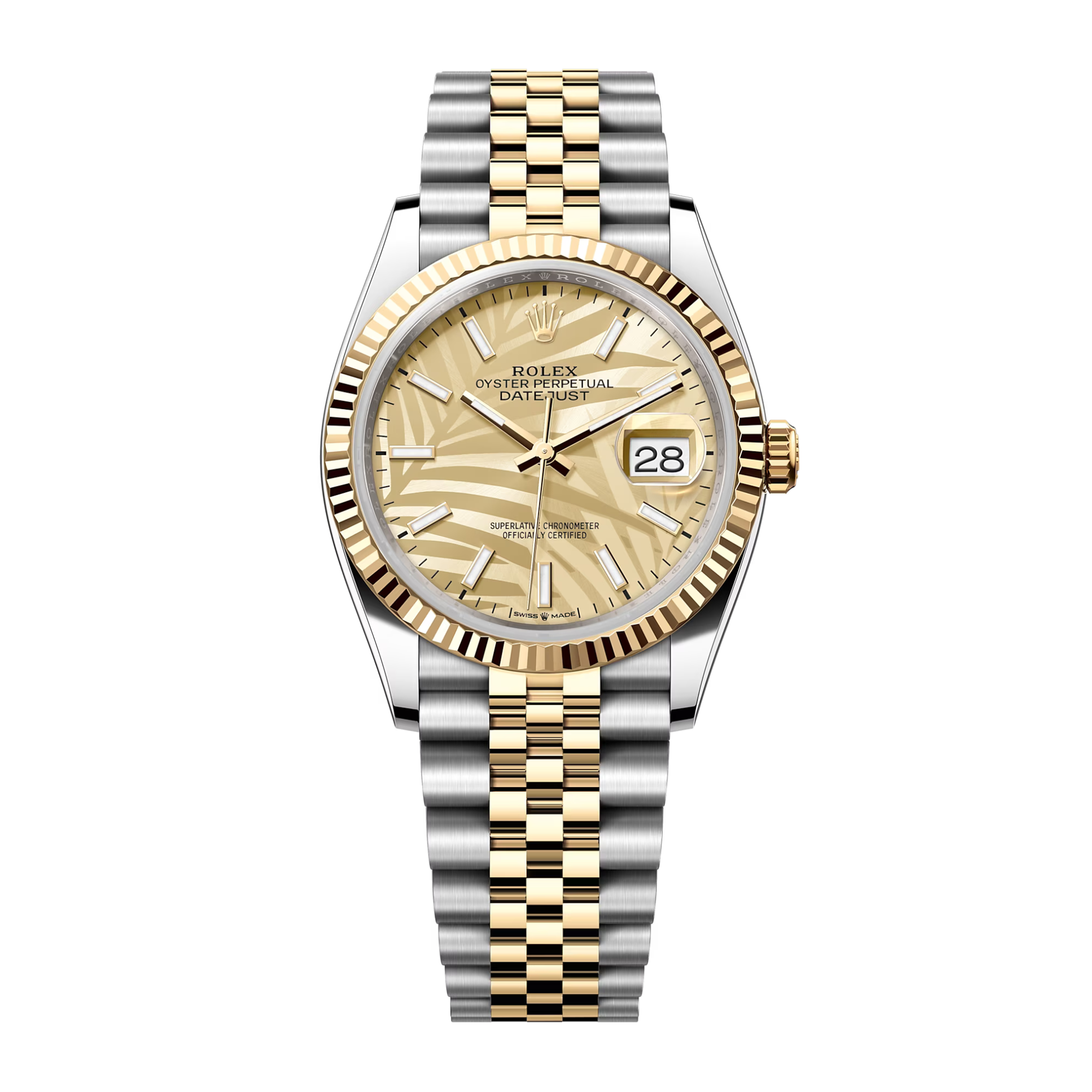 Datejust Yellow Gold & Steel Jubilee Champagne Palm Dial 36mm Product Image