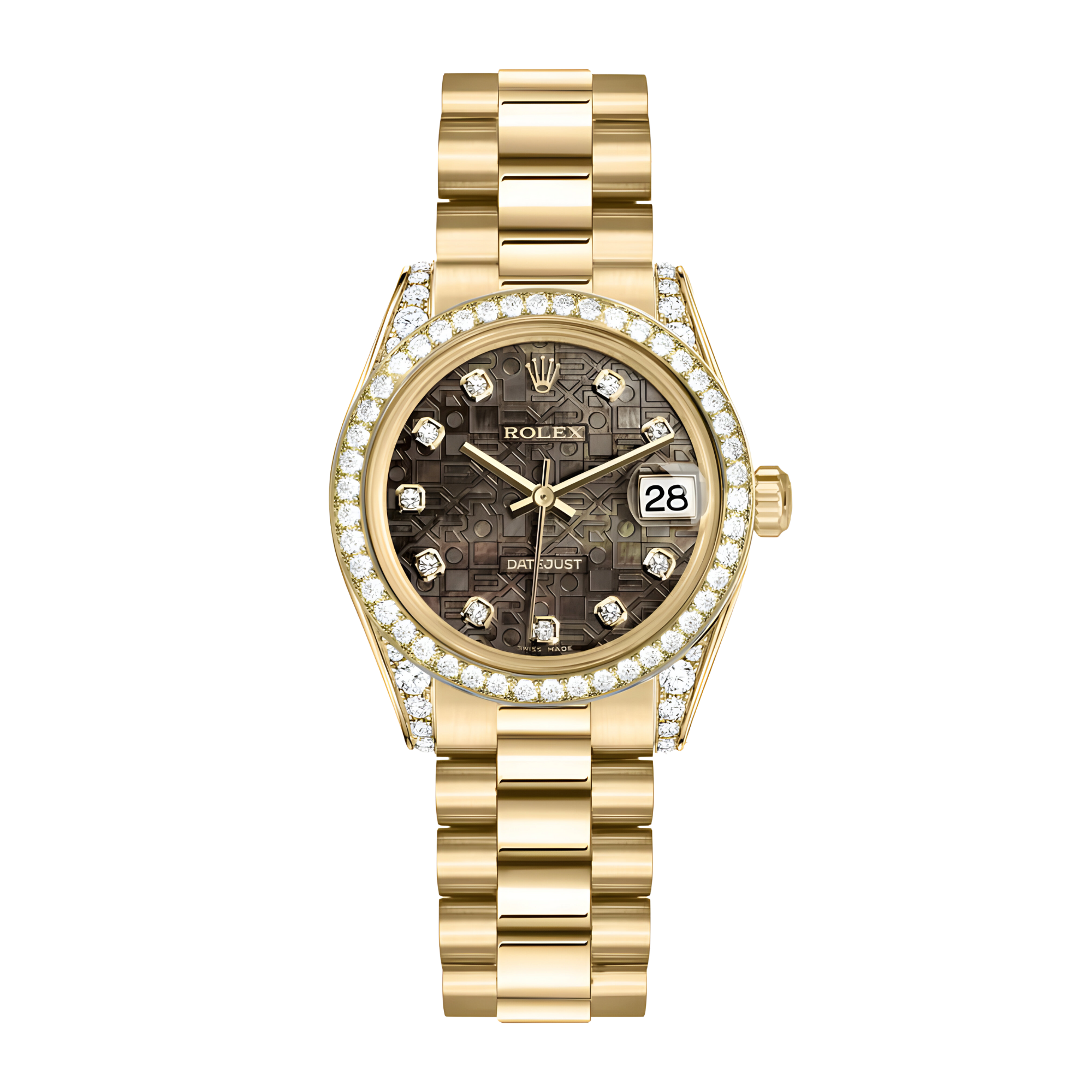 Datejust Yellow Gold Diamond Black Mother of Pearl Computer Dial 31mm Product Image