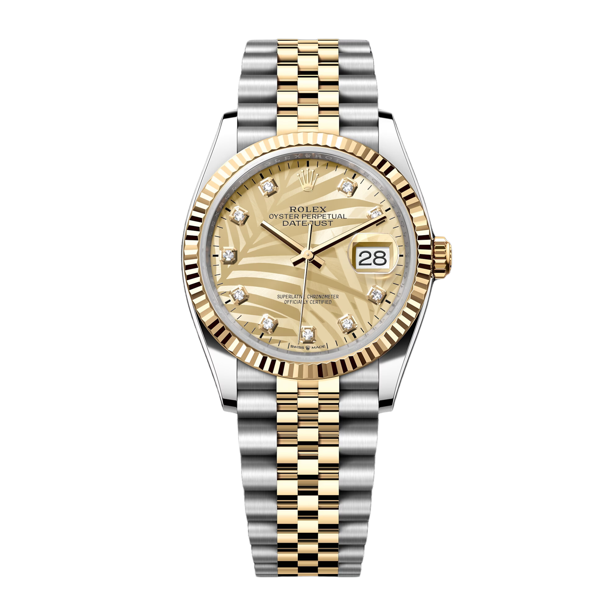 Datejust Yellow Gold & Steel Jubilee Champagne Palm Dial 36mm Product Image