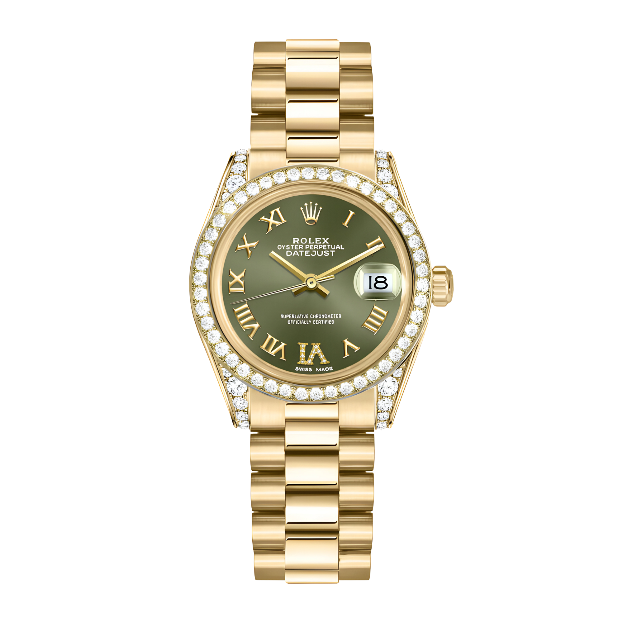 Rolex Datejust Yellow Gold & Steel Diamond Green Dial 31mm