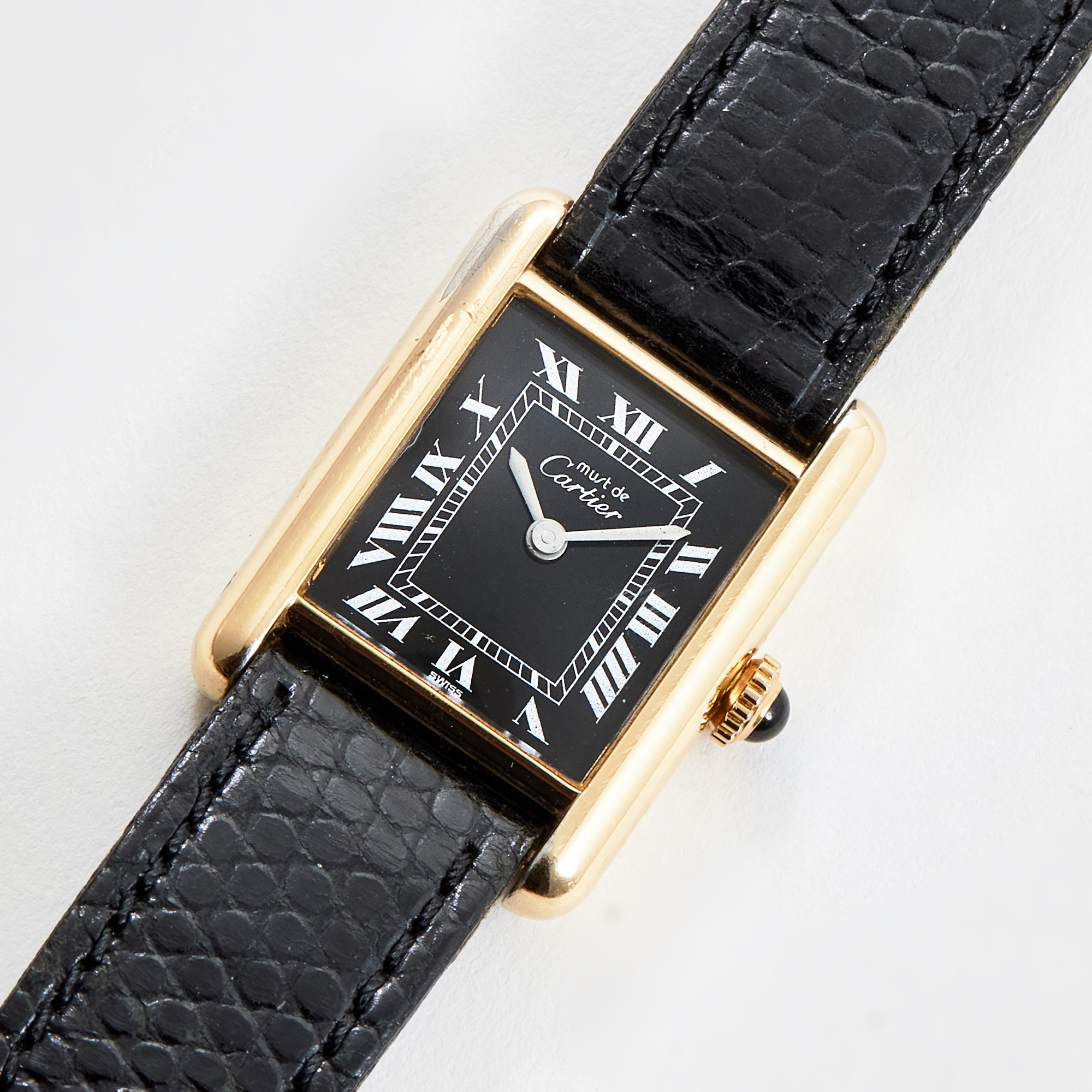 Vintage Tank Vermeil Gold Plated Black Dial 21mm Product Image 1