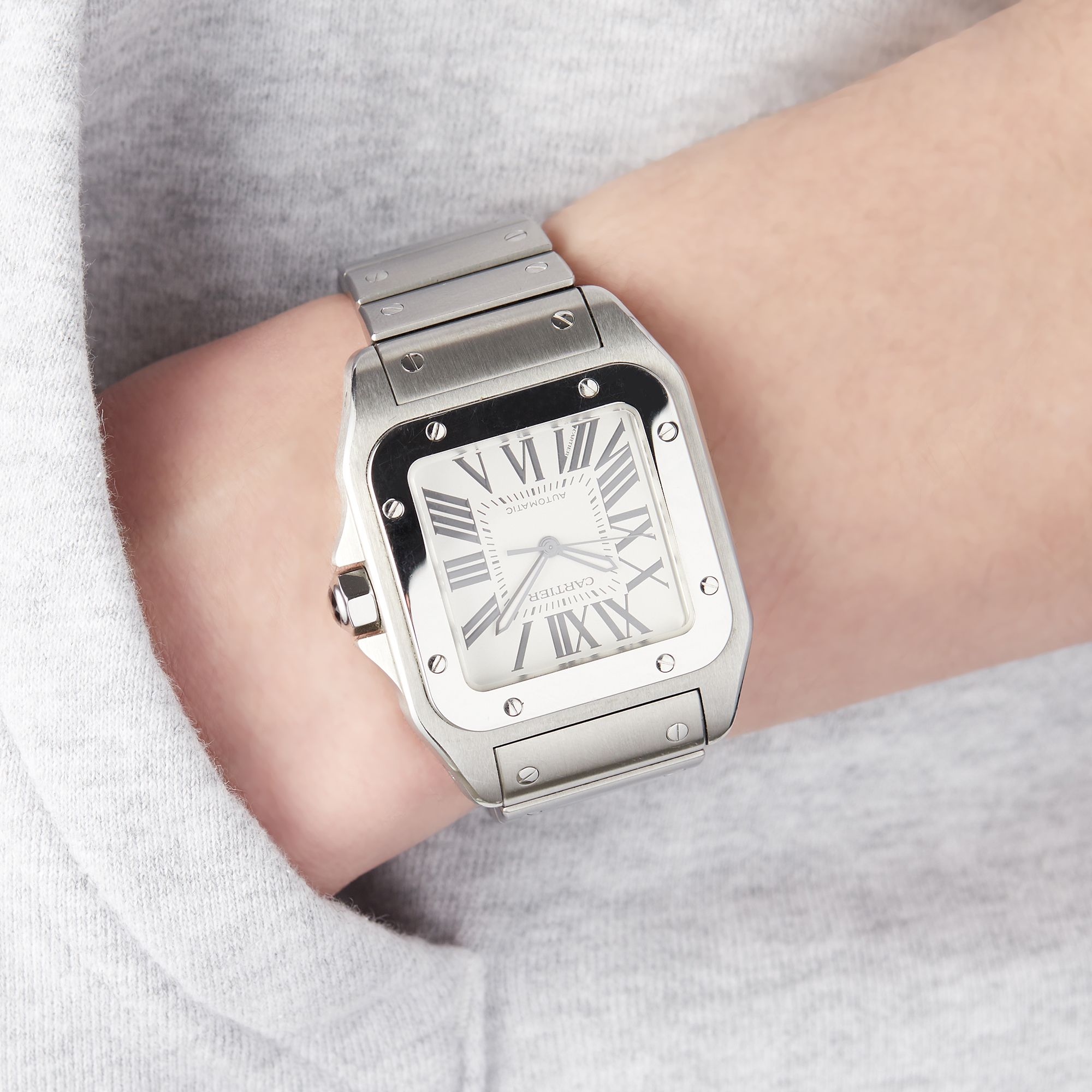 Cartier Santos 100 Steel White Dial 39mm W200737G Wristcheck