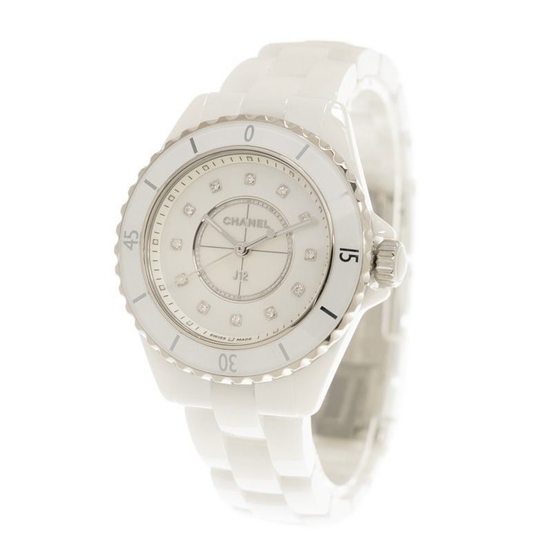 Chanel J12 White Ceramic White Diamond Dial H5704