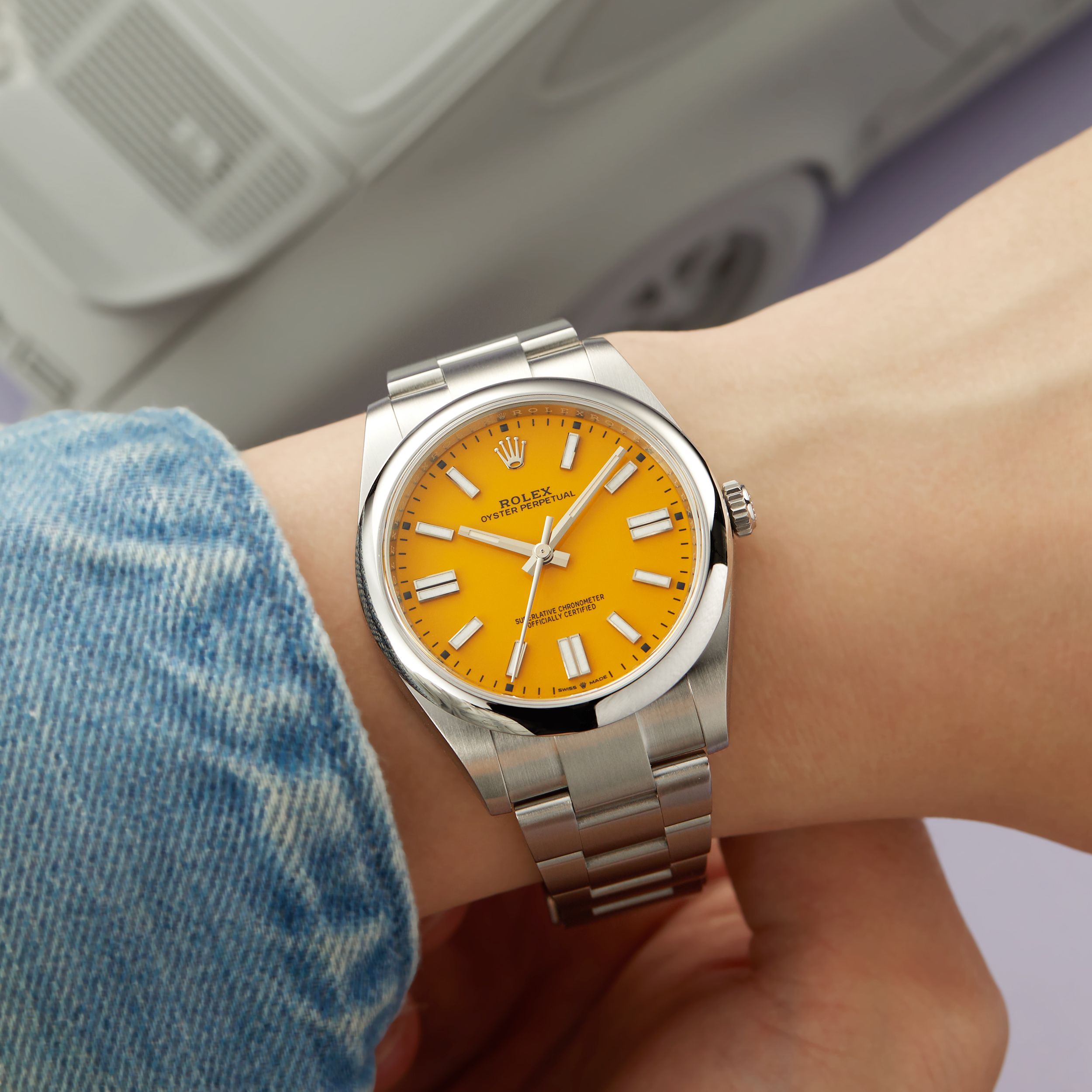Yellow oyster perpetual 41 hot sale