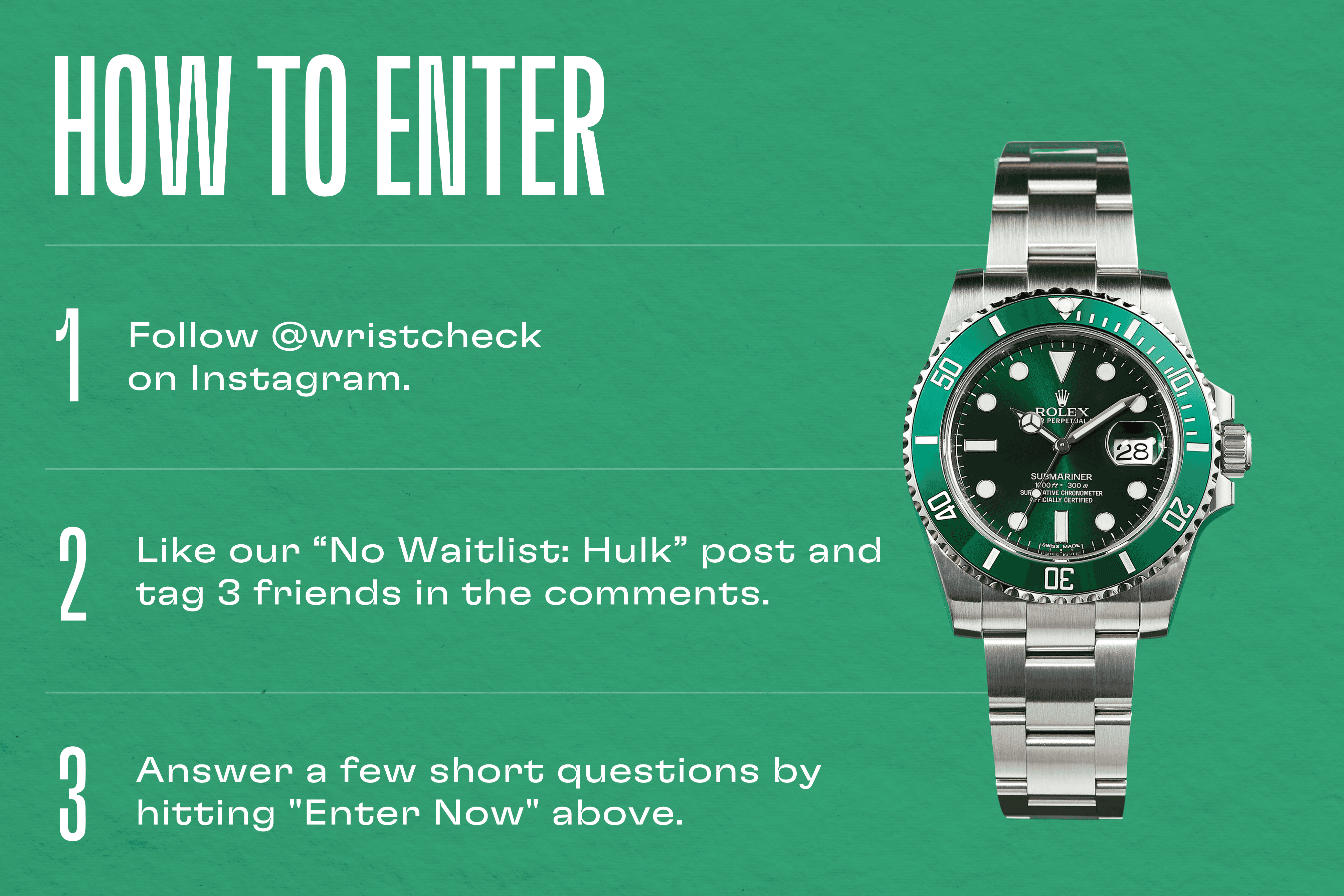 WIN 30 x ROLEX SUBMARINER 'HULK' TICKETS WORTH £300! – DRAW NO.1 – Bonkers  Competitions