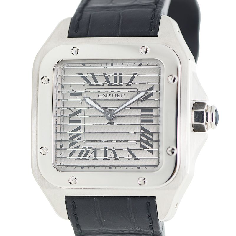Santos de Cartier Santos 100 Black Shutter White Gold Silver Dial 46mm Product Image