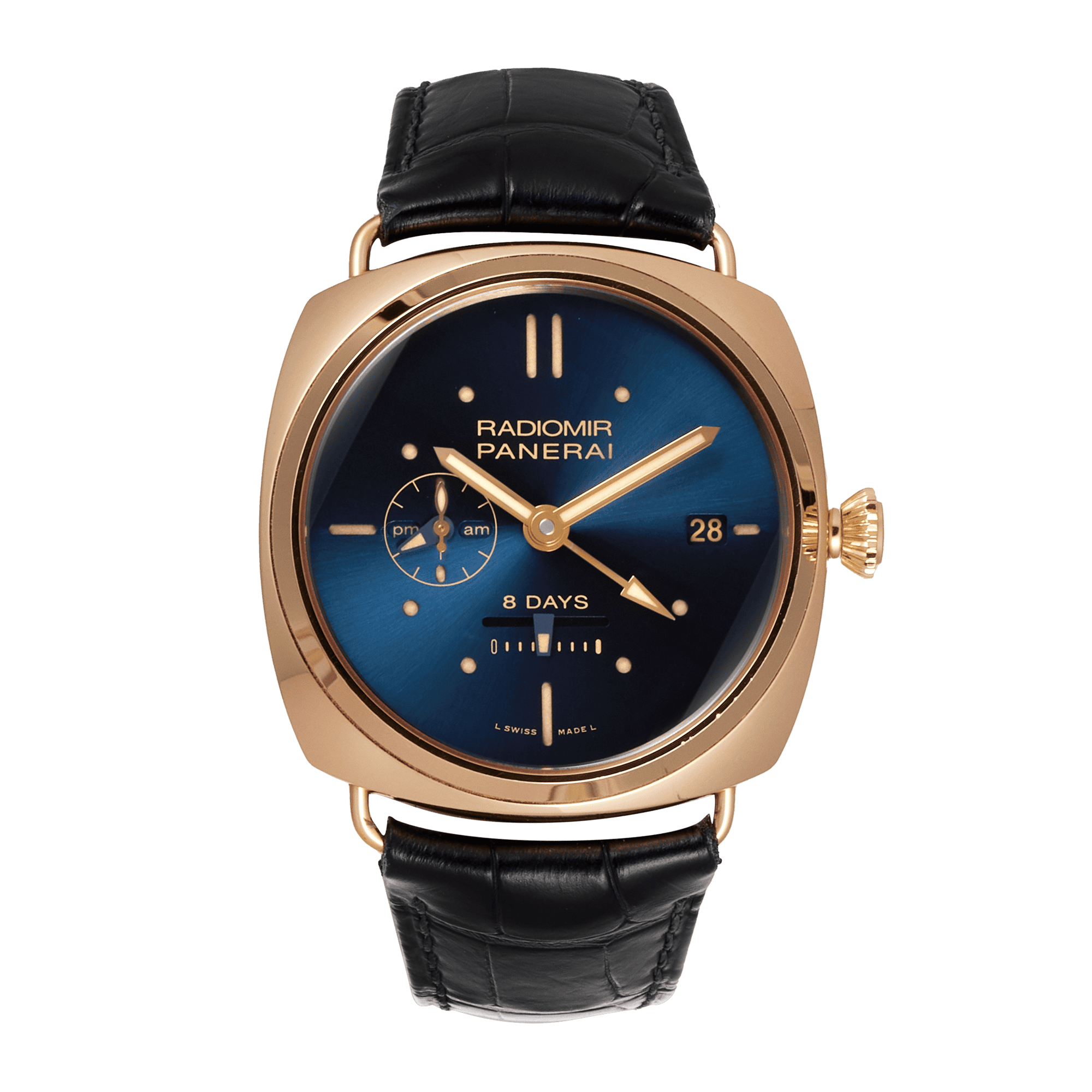 Panerai Radiomir 8 Days GMT Oro Rosso Rose Gold Blue Dial 45mm PAM00538 Wristcheck